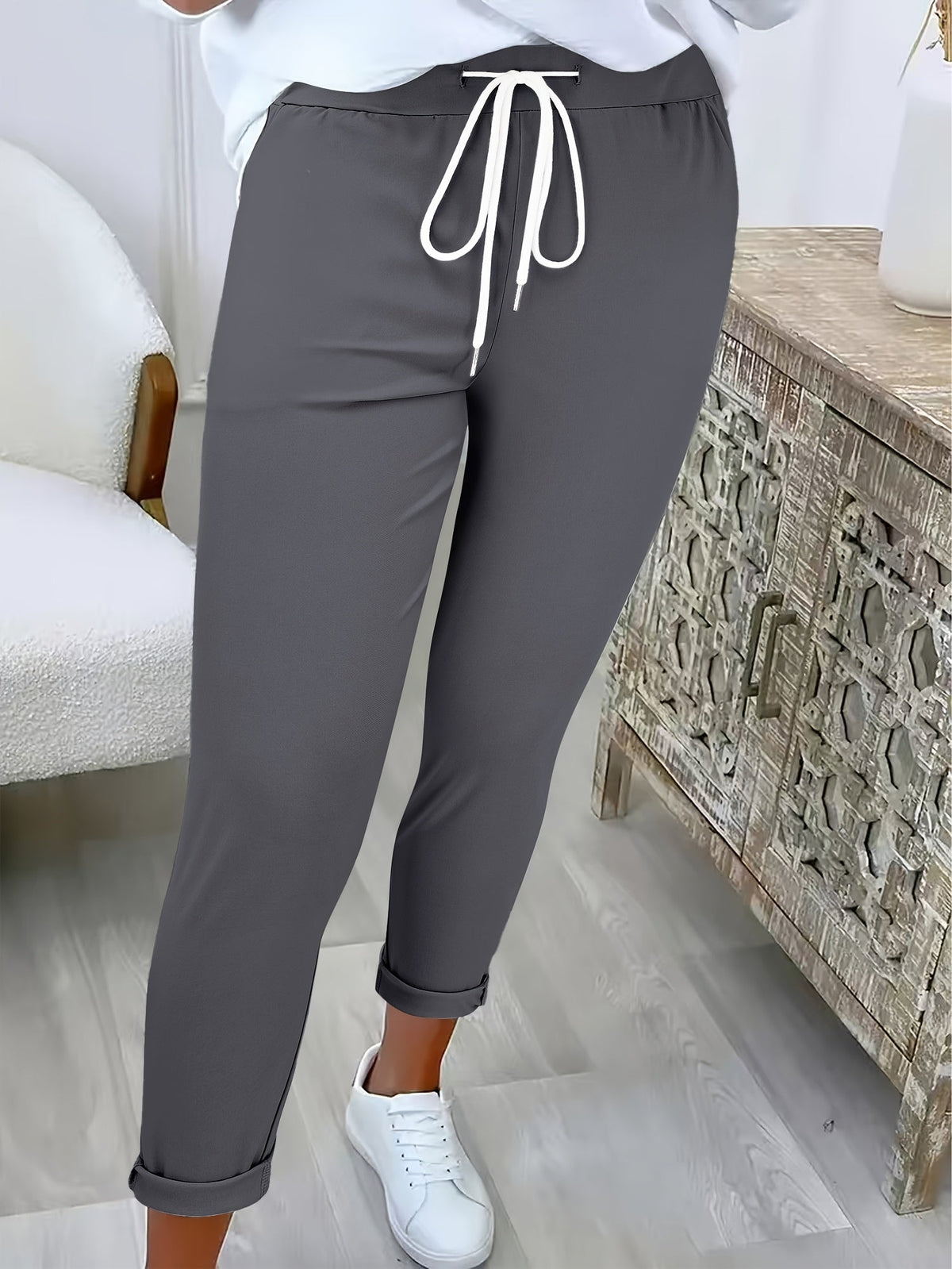KLASSIEKE SLIM-FIT BROEK MET TREKDROAD VOOR VROUWEN