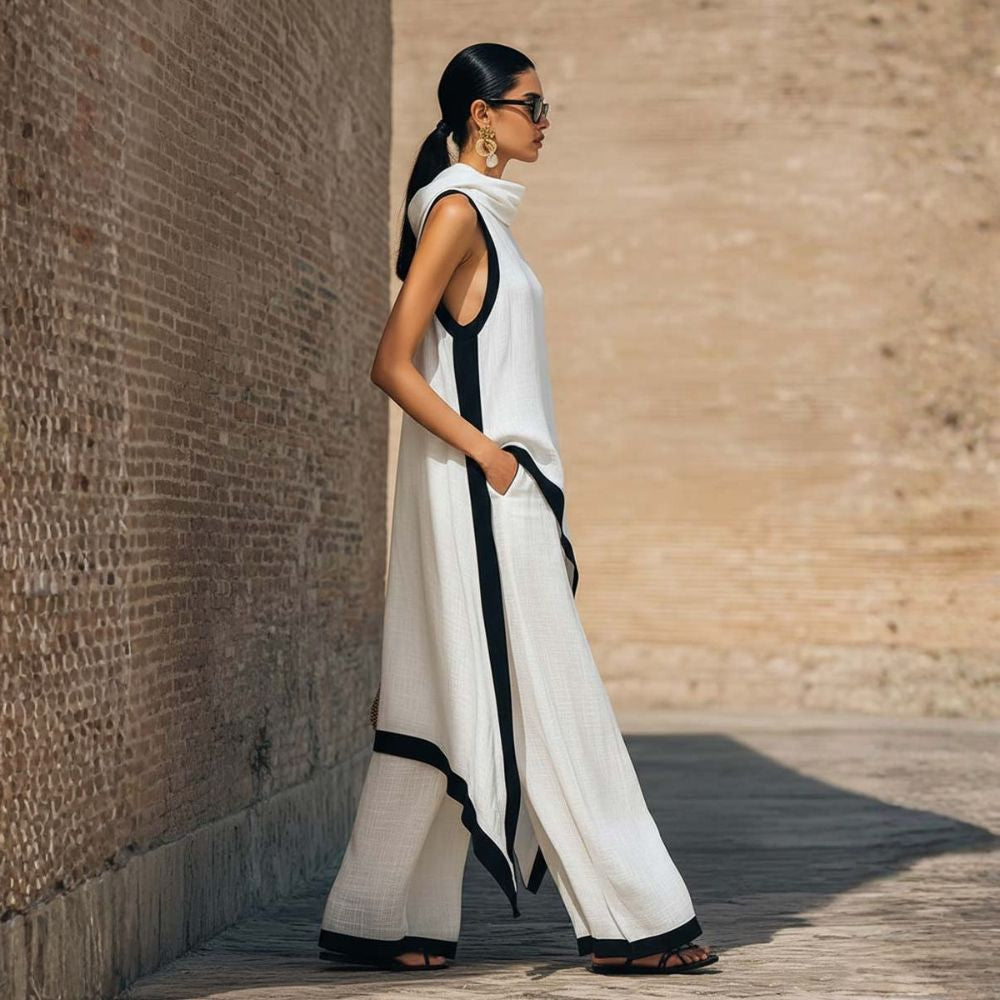 ASYMMETRISCHE LINEN SET VOOR VROUWEN