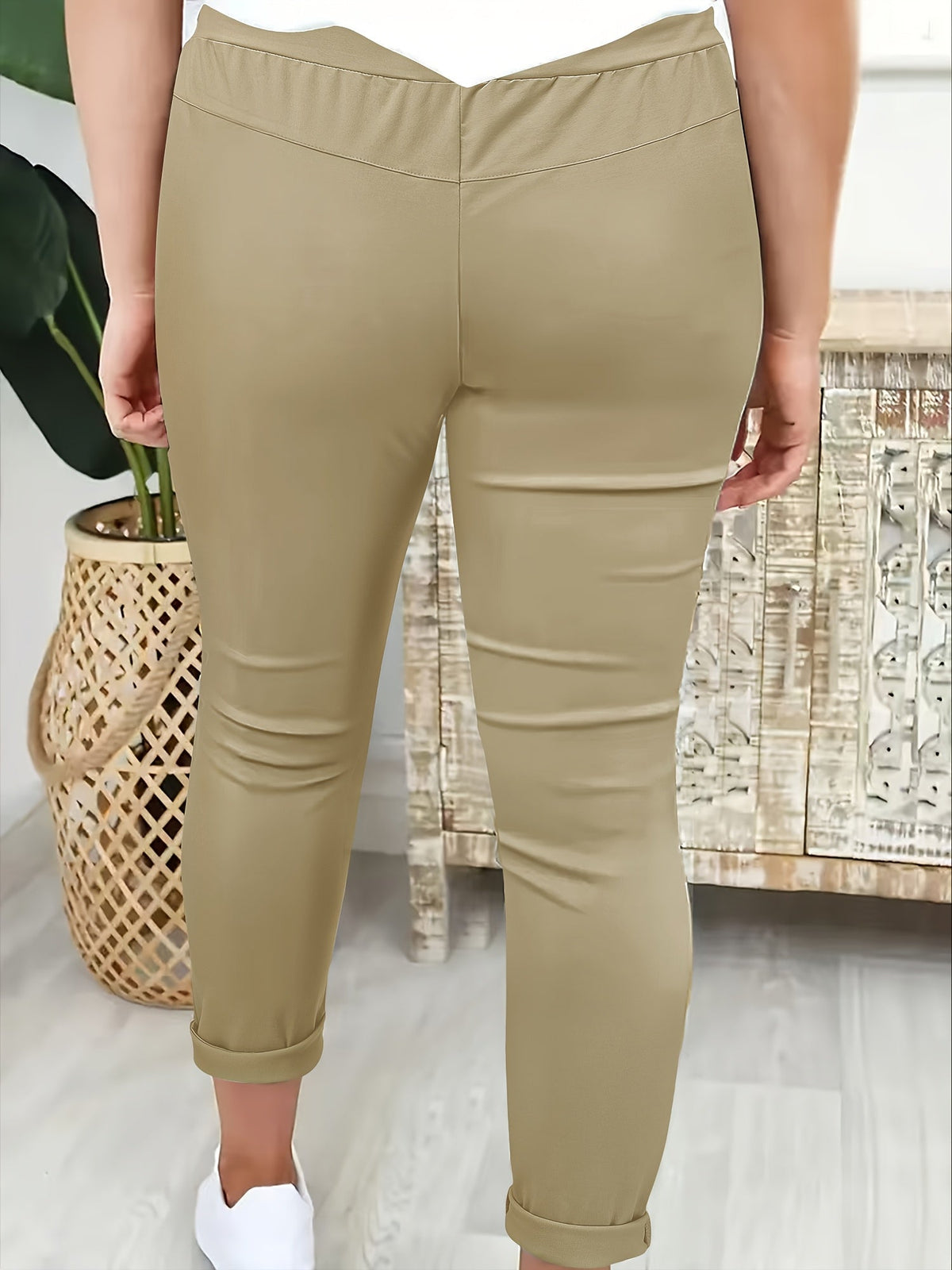 KLASSIEKE SLIM-FIT BROEK MET TREKDROAD VOOR VROUWEN