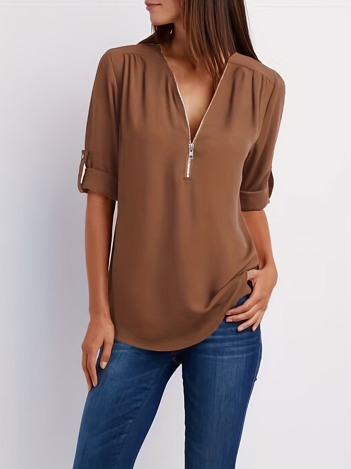 BLOUSE MET RITSSLUITING VOOR VROUWEN