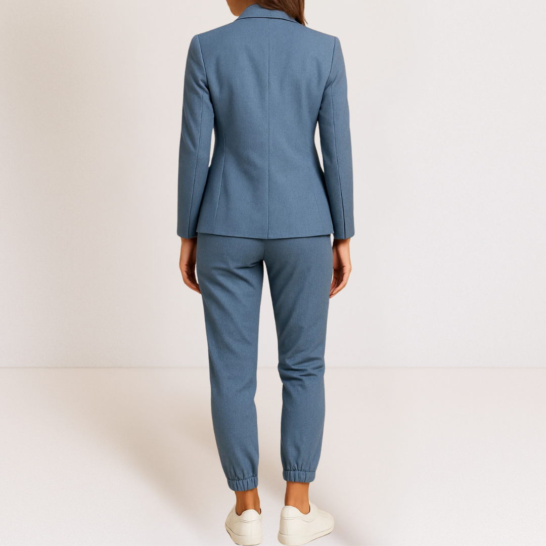 SLIMME KLASSIEKE BLAZER EN JOGGER GECOÖRDINEERDE SET VOOR VROUWEN