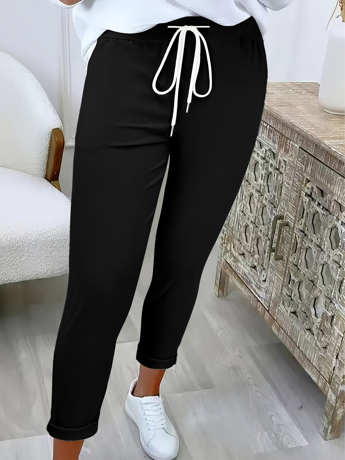 KLASSIEKE SLIM-FIT BROEK MET TREKDROAD VOOR VROUWEN
