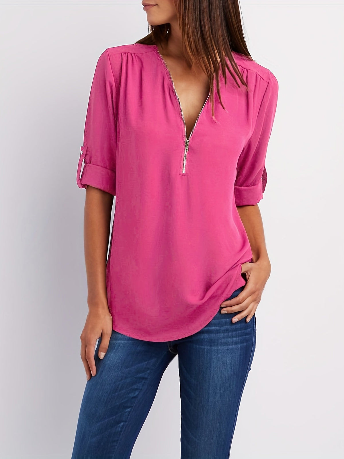 BLOUSE MET RITSSLUITING VOOR VROUWEN