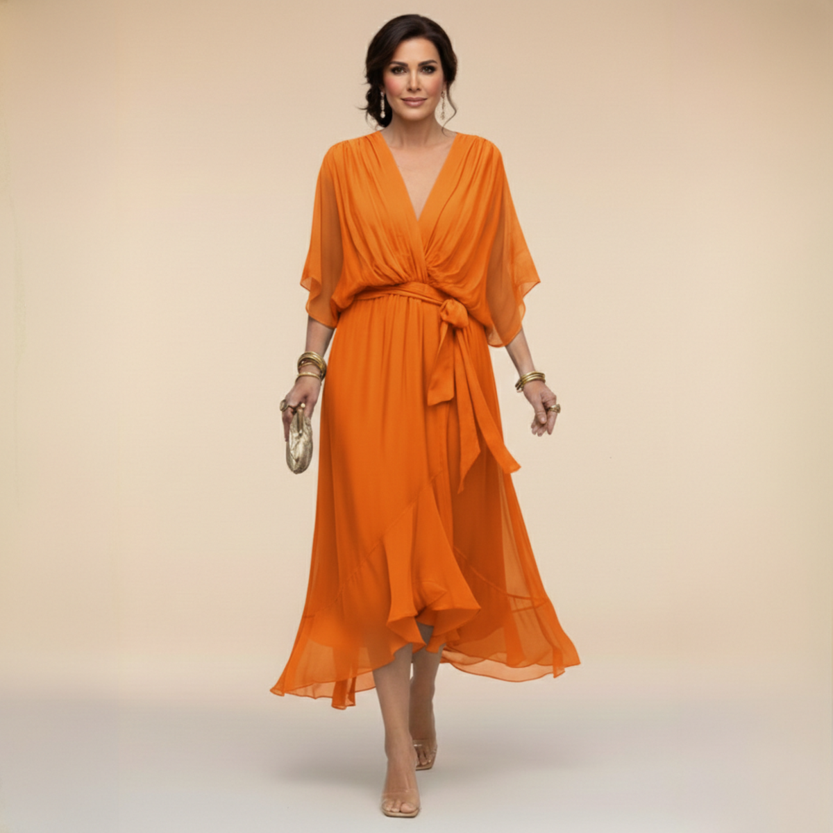 V-HALSMODEL CHIFFONJURK VOOR VROUWEN