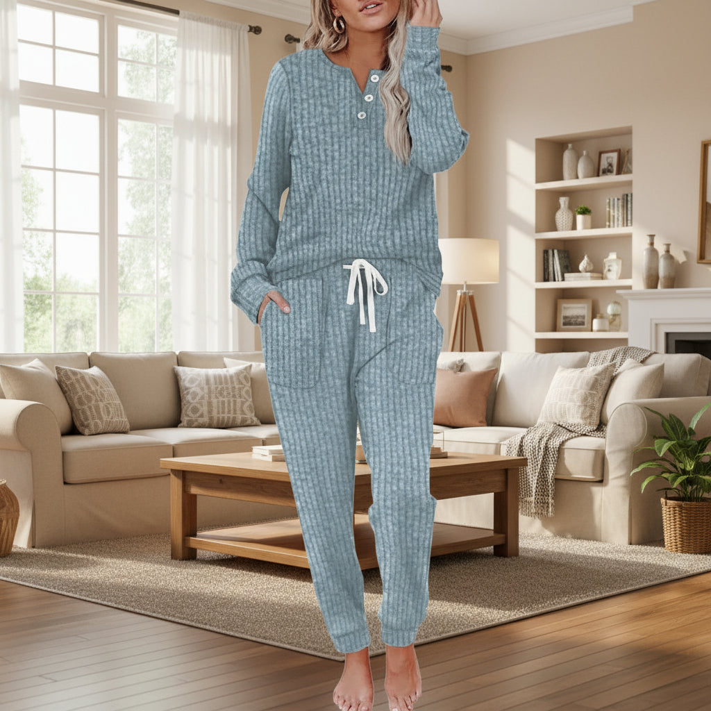 GERIBBELDE GEBREIDE LOUNGE-SET VOOR VROUWEN