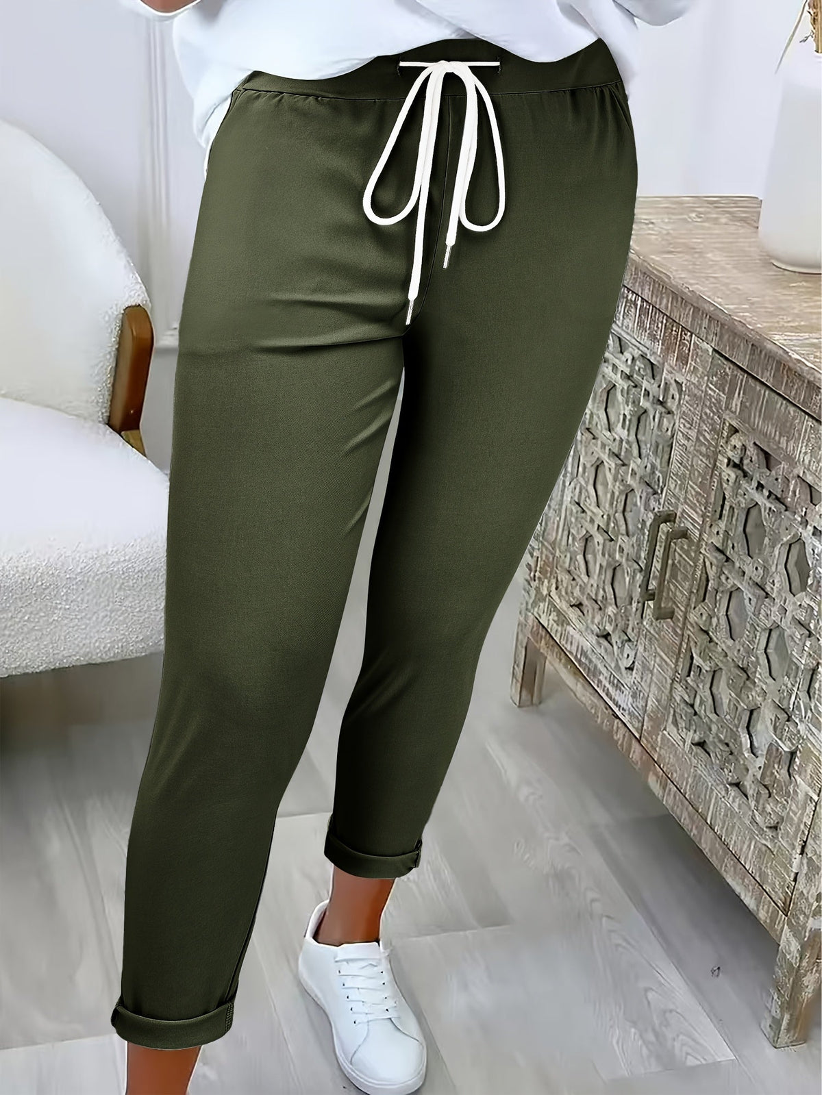 KLASSIEKE SLIM-FIT BROEK MET TREKDROAD VOOR VROUWEN