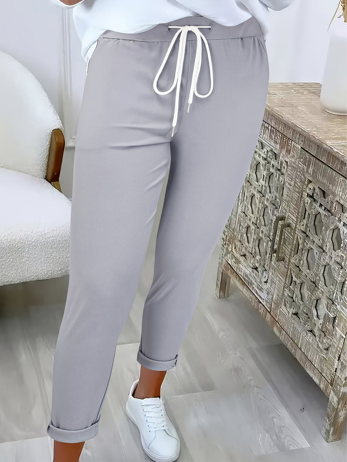 KLASSIEKE SLIM-FIT BROEK MET TREKDROAD VOOR VROUWEN