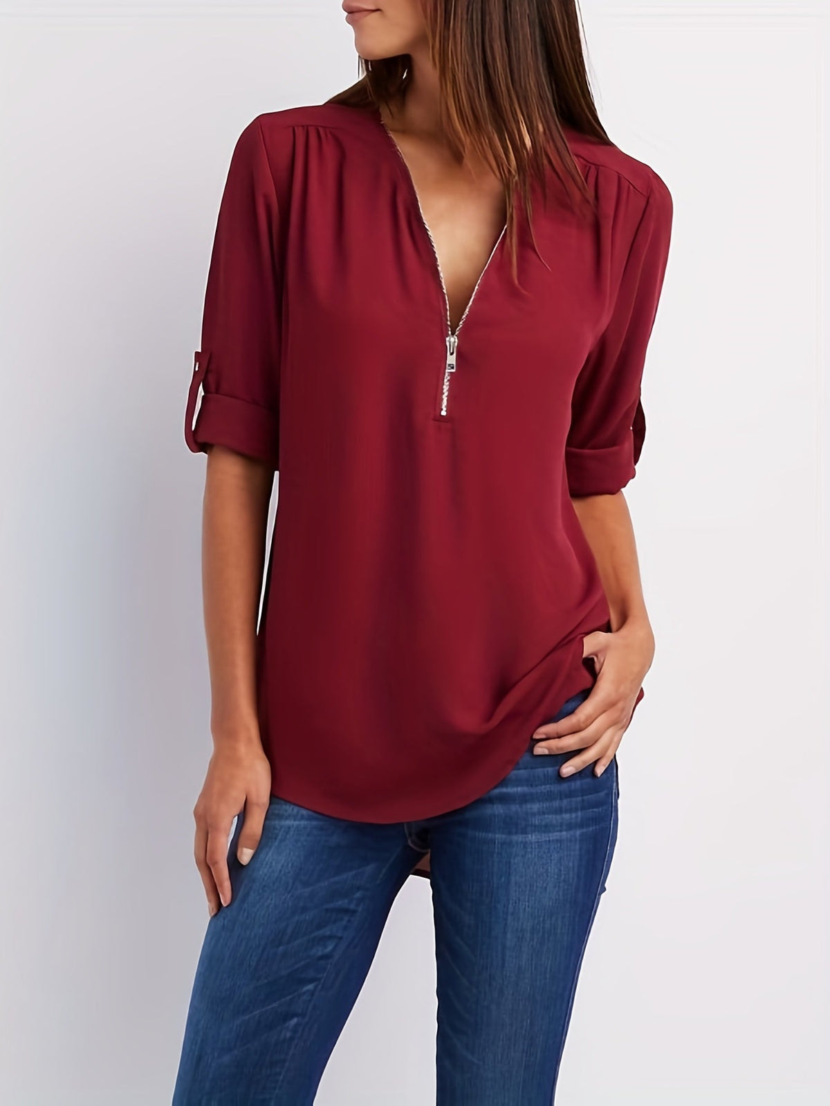 BLOUSE MET RITSSLUITING VOOR VROUWEN