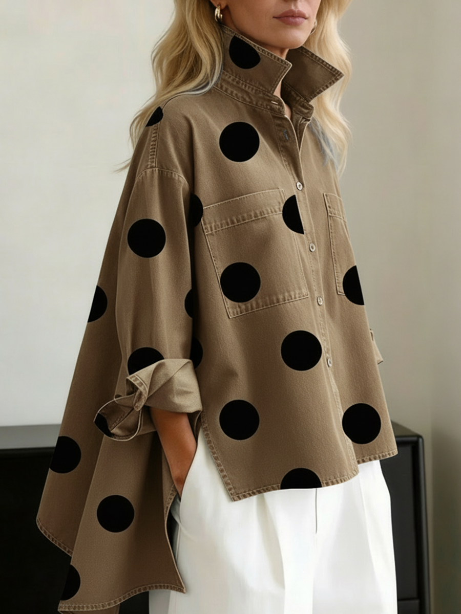 OVERSIZED POLKADOTBLOUSE VROUWEN