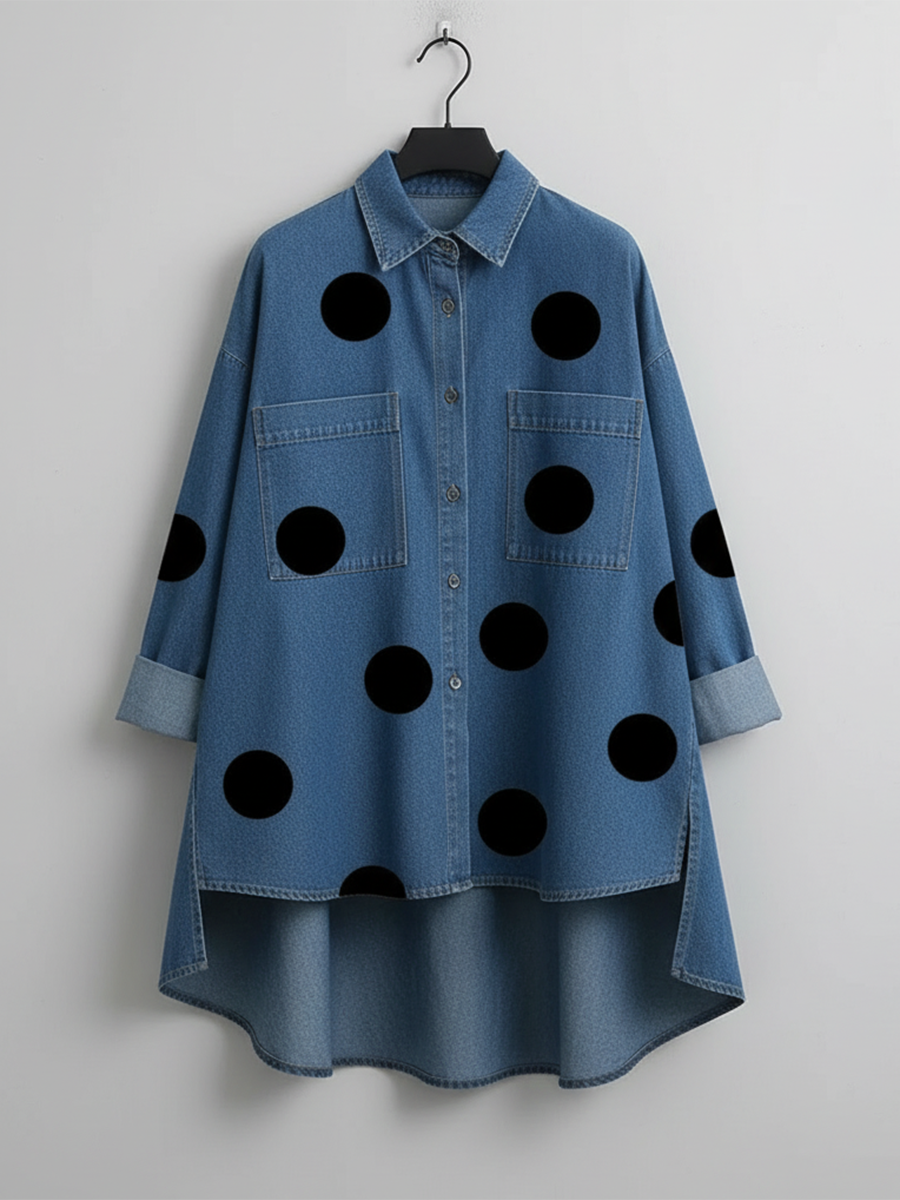 OVERSIZED POLKADOTBLOUSE VROUWEN
