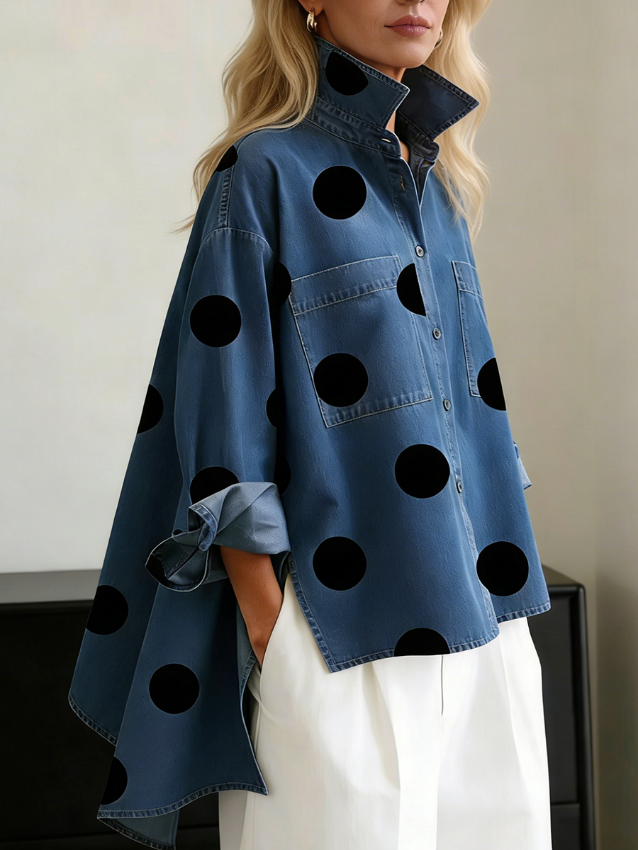 OVERSIZED POLKADOTBLOUSE VROUWEN
