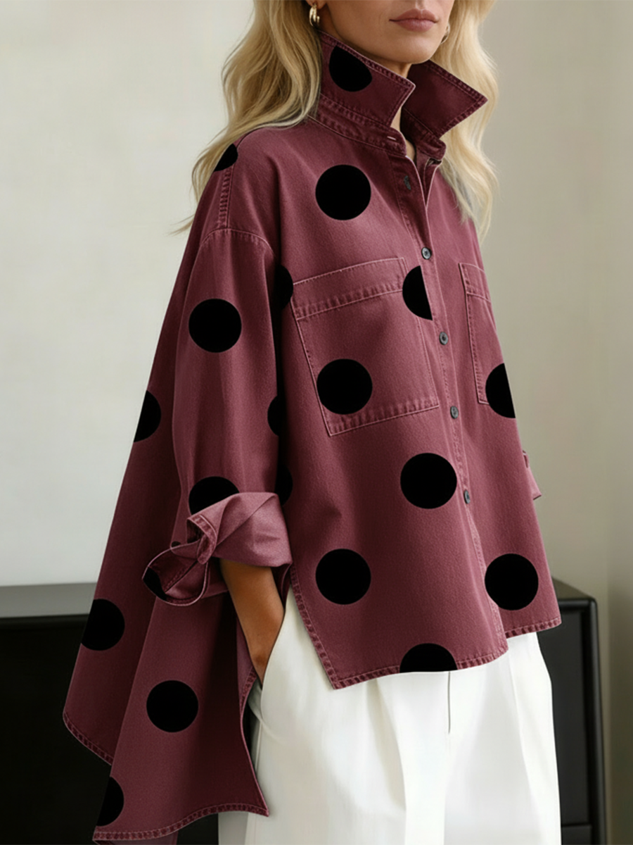 OVERSIZED POLKADOTBLOUSE VROUWEN