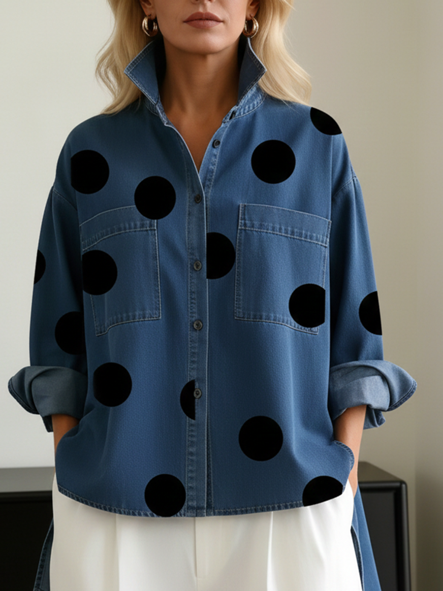 OVERSIZED POLKADOTBLOUSE VROUWEN