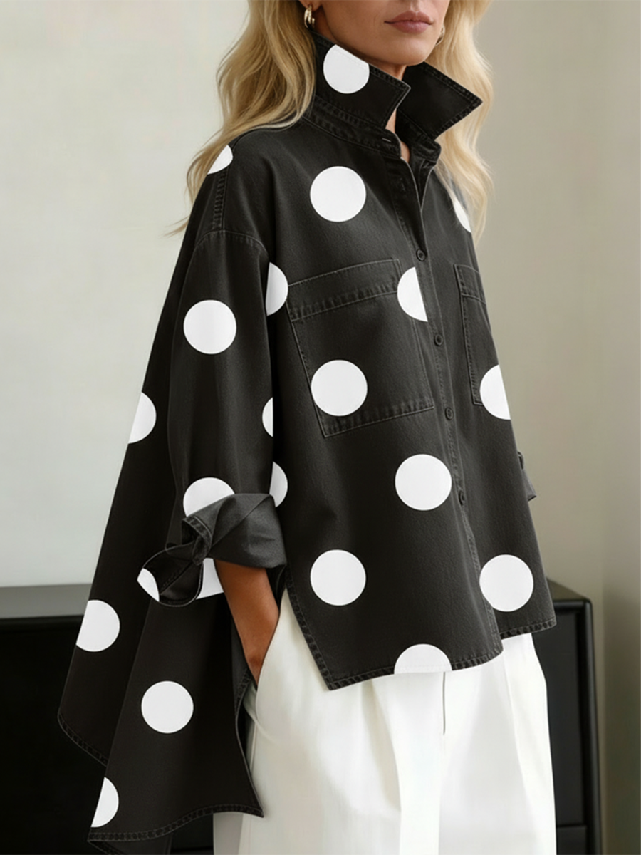 OVERSIZED POLKADOTBLOUSE VROUWEN